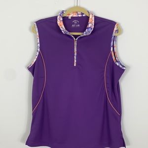 NWOT Monterey Club purple sleeveless golf polo Lg